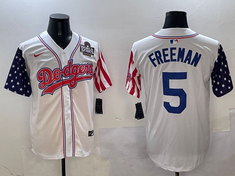 Men Los Angeles Dodgers #5 Freeman White a generation of national flags Joint name 2025 Nike MLB Jersey style 5